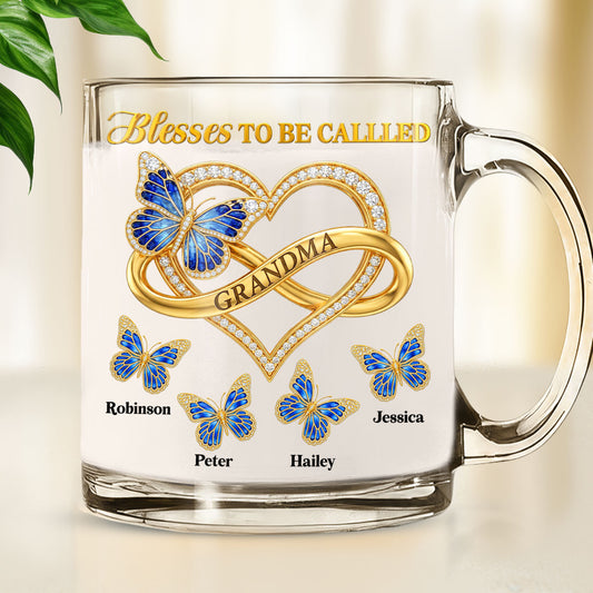 Blessed To Be Called Grandma Ver Glitter - Personalized Custom Glass Mug
