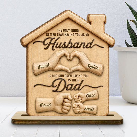 Happiness Starts With You - Personalized Custom 2-Layer Wood Plaque With Flat Base