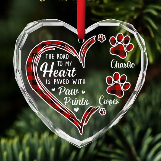 The Road To Fur Mom Heart - Personalized Custom Glass Ornament