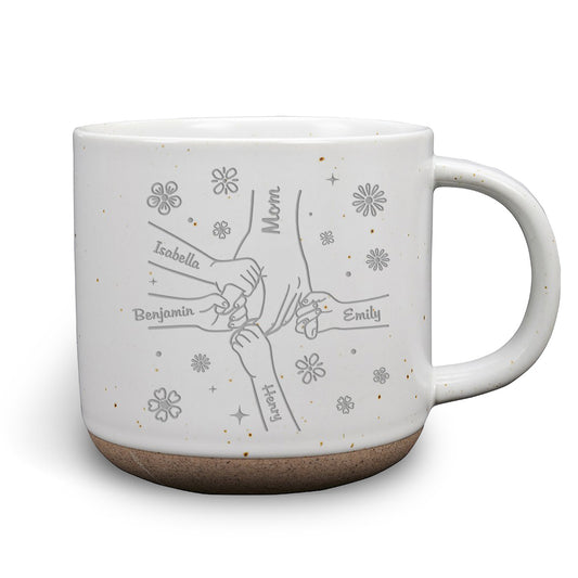 Mom Hold My Hand - Personalized Custom Engraved Pottery Mug