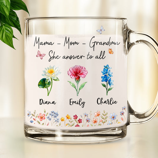 She Answers To All - Personalized Custom Glass Mug