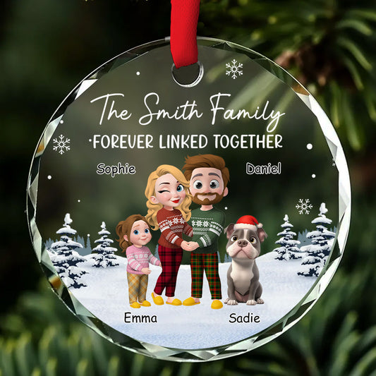 Family Hearts United - Personalized Custom Glass Ornament