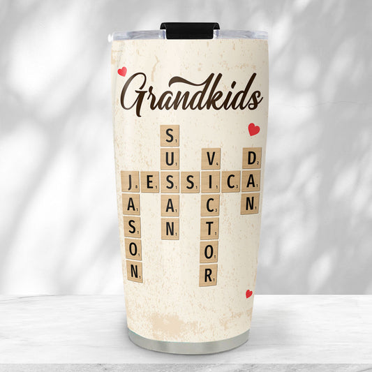 Grandkids Family Besties Coworkers Crossword Puzzle - Personalized Custom Tumbler