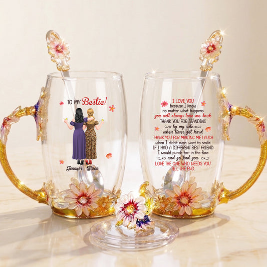 Thank You For Standing By My Side - Personalized Custom 14OZ Flower Tea Cup