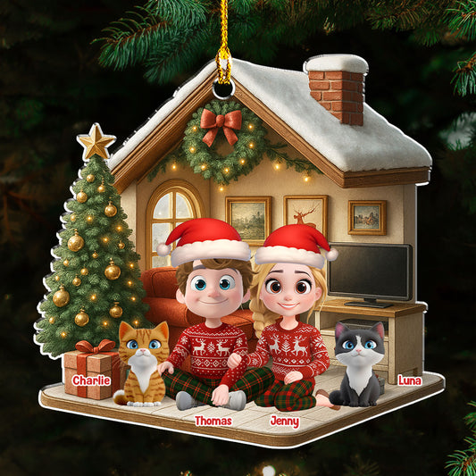 Under One Roof With Cats - Personalized Custom 3D Effect Acrylic Ornament