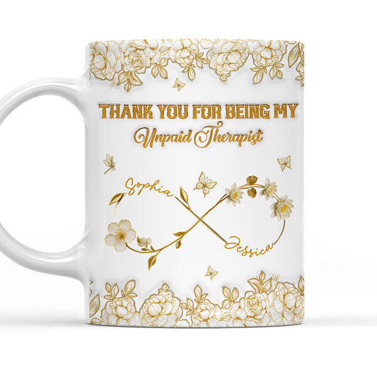 Gold Flower Bestie - Personalized Custom 3D Inflated Effect Coffee Mug
