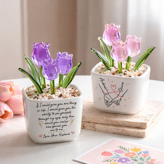 Through My Eyes Love - Personalized Custom Glass Everlasting Tulips