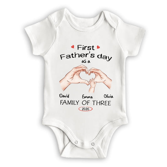 As A Family Of Three Fathers Day - Personalized Custom Baby Onesie