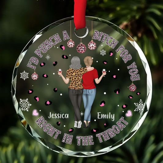 You And Me Right In The Throat - Personalized Custom Glass Ornament