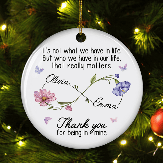 Thank You For Being In Mine - Personalized Custom Ceramic Ornament