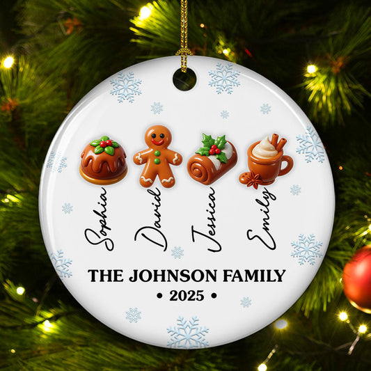 Sweet Family 2025 Ver 2 - Personalized Custom 3D Inflated Effect Ceramic Ornament