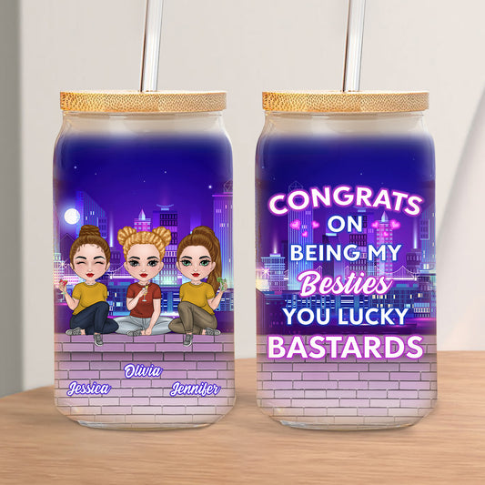 Congrats On Being My Bestie - Personalized Custom Glass Can