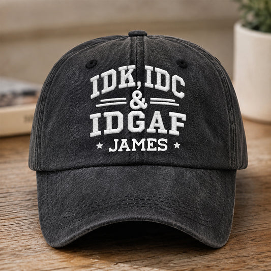 Ask Me If I Care - Personalized Vintage Washed Denim Cap
