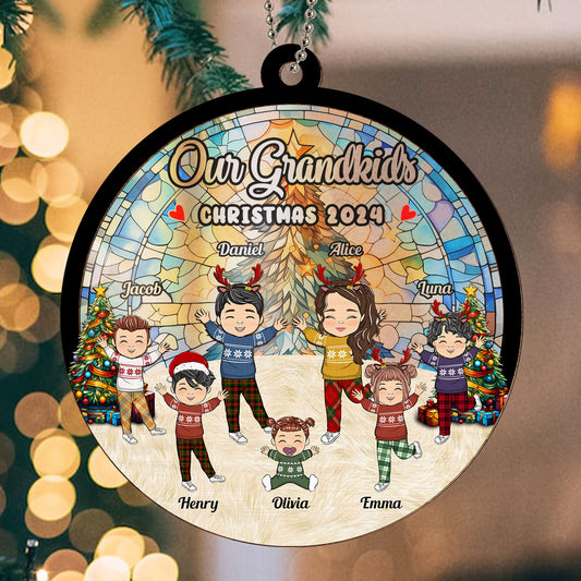 Happy Our Grandkids - Personalized Custom Suncatcher Ornament