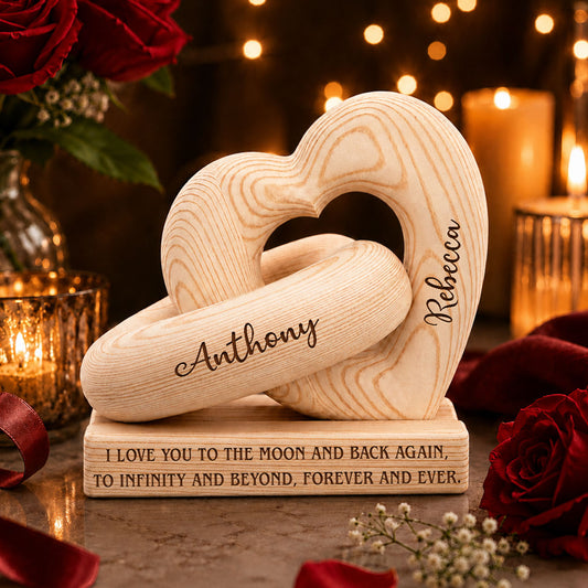 Love You To The Moon And Back - Personalized Heart Sculpture With Base