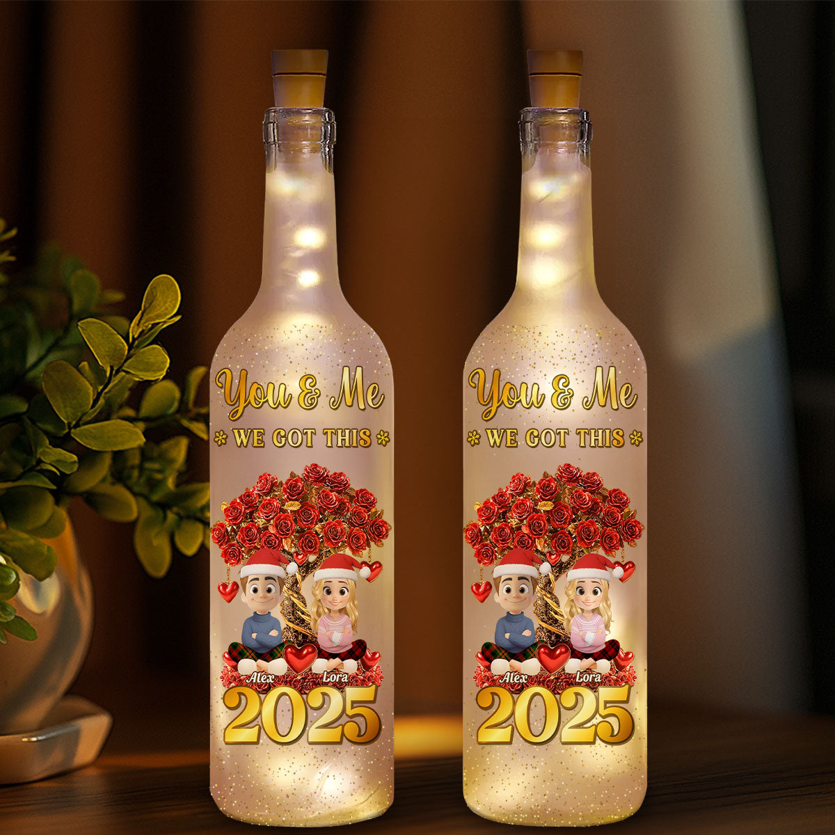 Glowing Heart Rose Tree - Personalized Custom Bottle Lamp – Wrappiness ...
