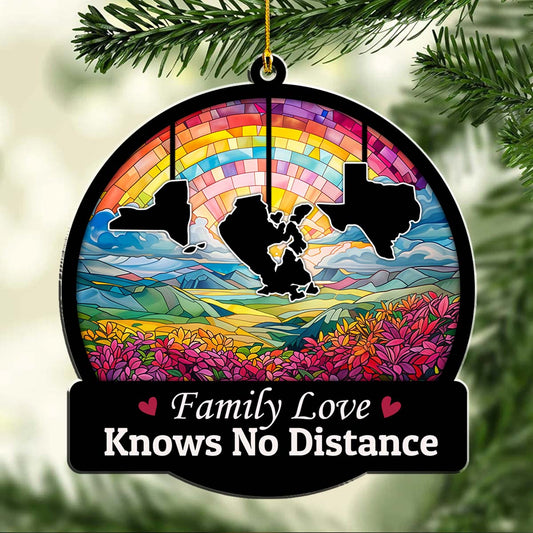 Family Love Knows No Distance Ver 3 - Personalized Custom Acrylic Ornament