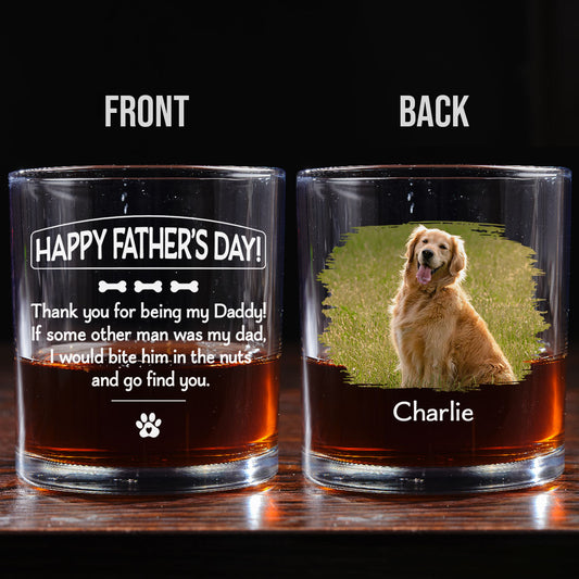 Pawsitively Lucky To Bark Photo  - Personalized Custom Whiskey Glass