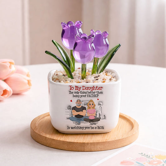 Being Your Father - Personalized Custom 3D Inflated Effect Glass Everlasting Tulips