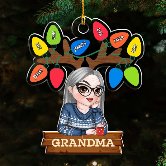 Grandma And Kids Christmas - Personalized Custom Acrylic Ornament