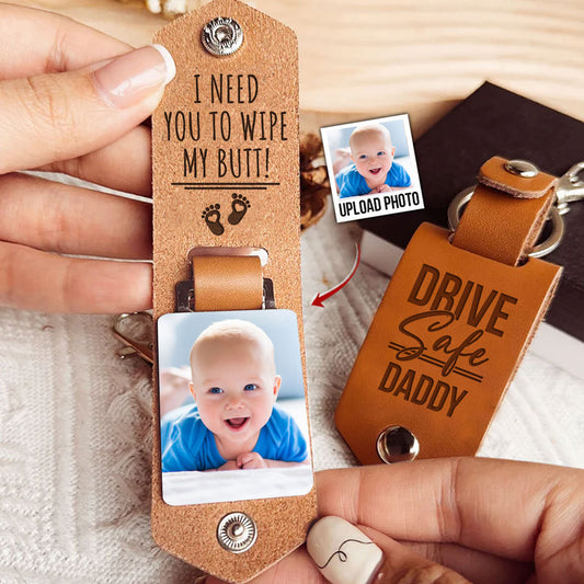 Wipe My Butt - Personalized Leather Photo Keychain