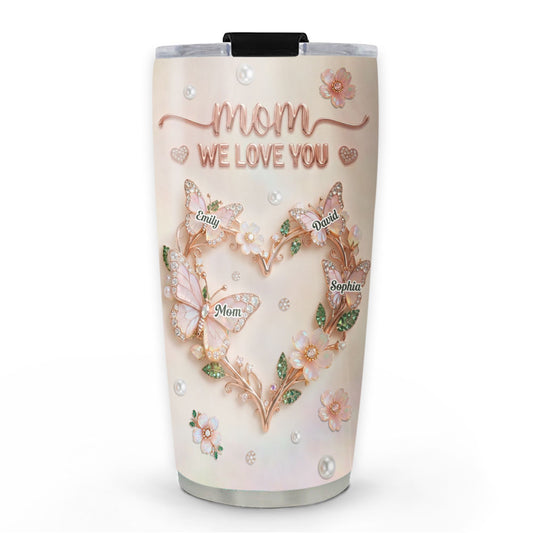 Infinity Love Butterfly Mom - Personalized Custom 3D Effect Tumbler