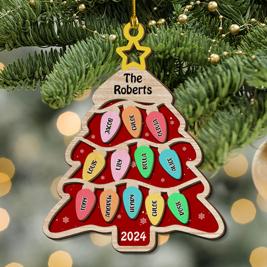 The Cutest Family Christmas Tree - Personalized Custom 2-Layered Wood Ornament