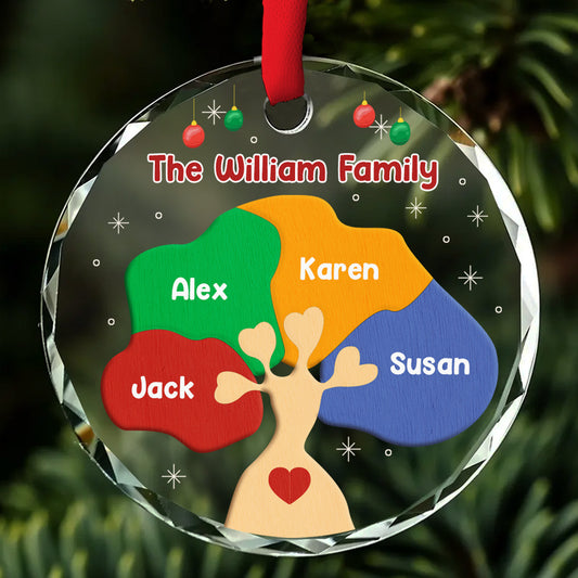 Family Tree - Personalized Custom Glass Ornament