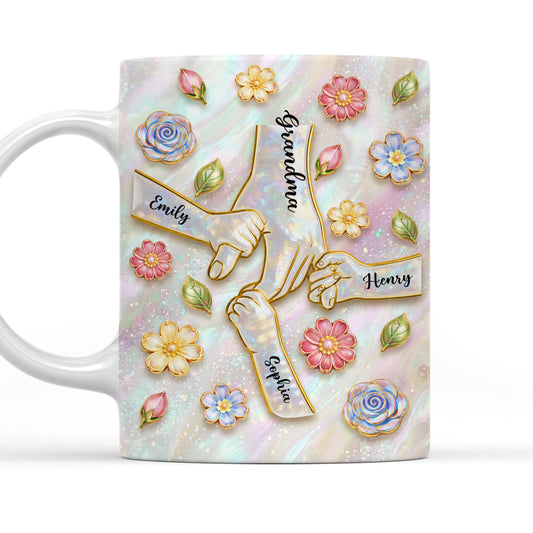 Kids Holding Hands With Mom - Personalized Custom 3D Effect Coffee Mug