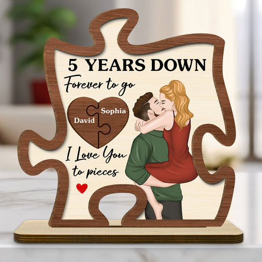 Love You To Pieces - Personalized 2-Layer Wood Plaque With Flat Base