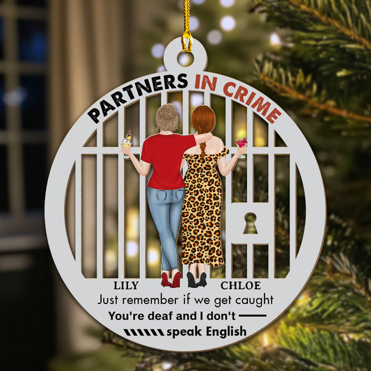 Partners In Crime Bestie - Personalized Custom Wood Ornament