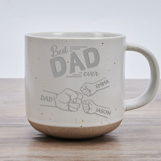 Dad Is Our Strength - Personalized Custom Engraved Pottery Mug