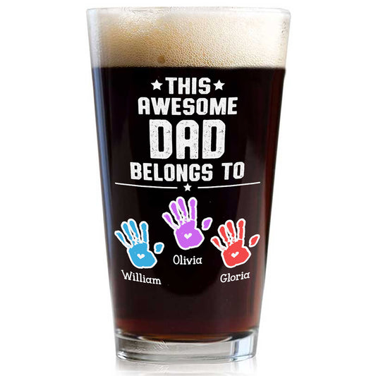 This Awesome Dad Belongs To - Personalized Beer Glass