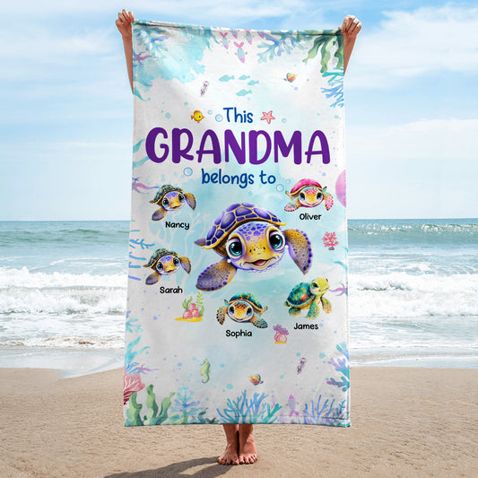 I Love Being Nana - Personalized Beach Towel