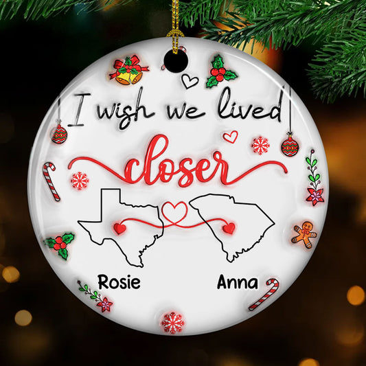 Besties Are Always Close At Heart - Personalized Custom 3D Inflated Effect Ceramic Ornament