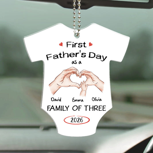  As A Family Of Three Fathers Day - Personalized Custom Car Ornament