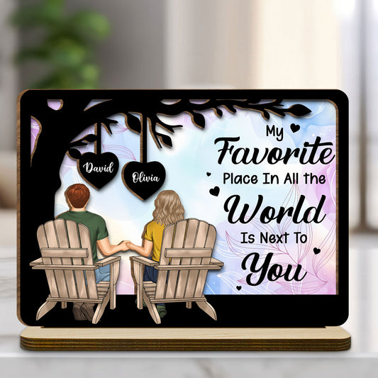 My Favorite Place - Personalized Custom 2-Layer Wood Plaque With Flat Base