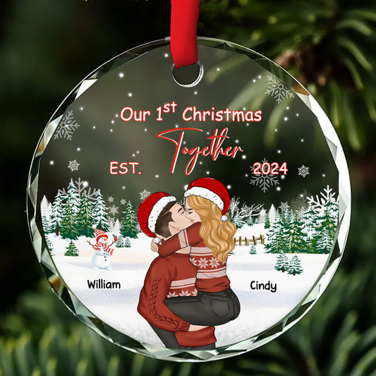 First Christmas With You - Personalized Custom Glass Ornament