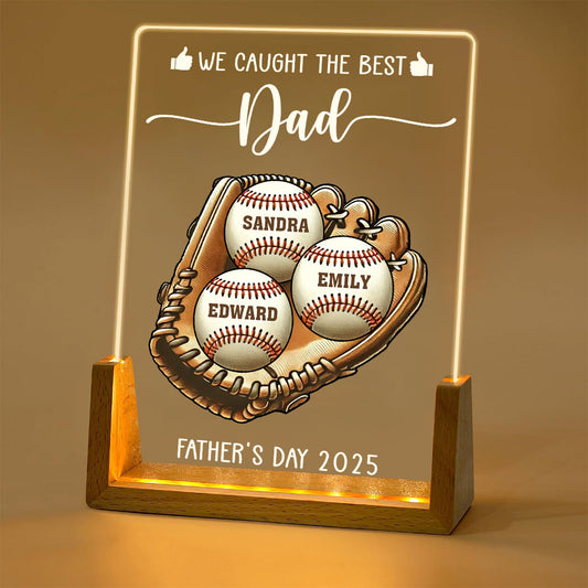 I Caught The Best Dad - Personalized Custom Night Light