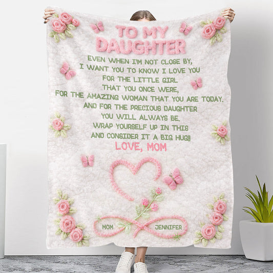 Big Hug For My Daughter - Personalized Custom Fleece Blanket