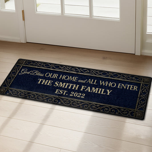 God Bless Our Home - Personalized Custom Runner Rug