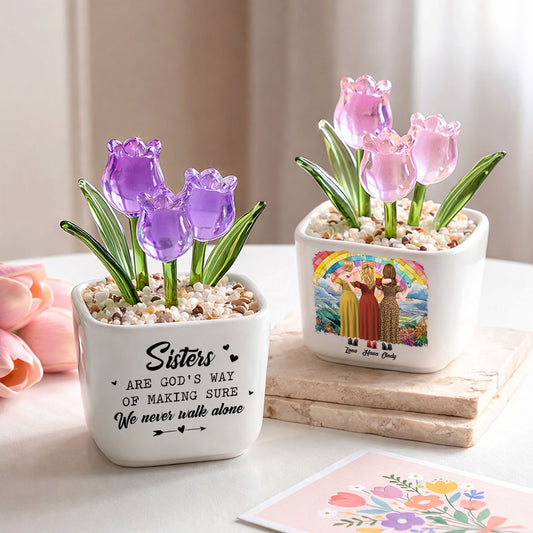 Friends Never Walk Alone - Personalized Custom Glass Everlasting Tulips