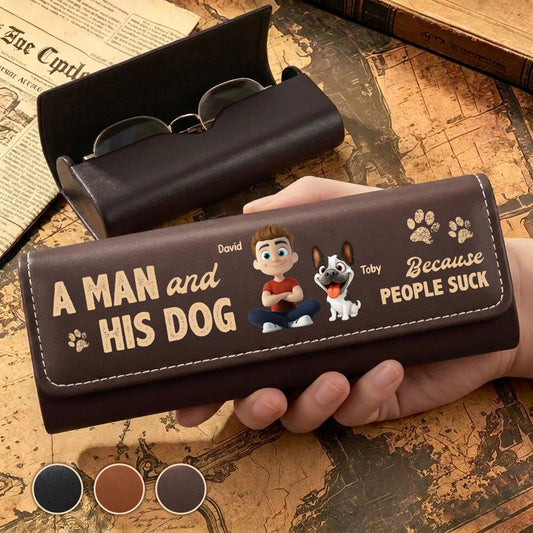 Best Dad And No One Else - Personalized Custom Leather Eyeglass Case