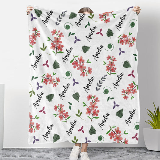 Wildflower Love - Personalized Custom Fleece Blanket