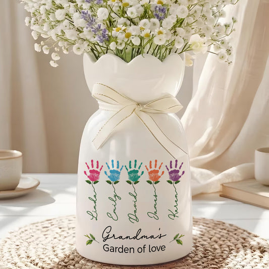 Garden Of Love - Personalized Custom Ribbon Tie Flower Vase 
