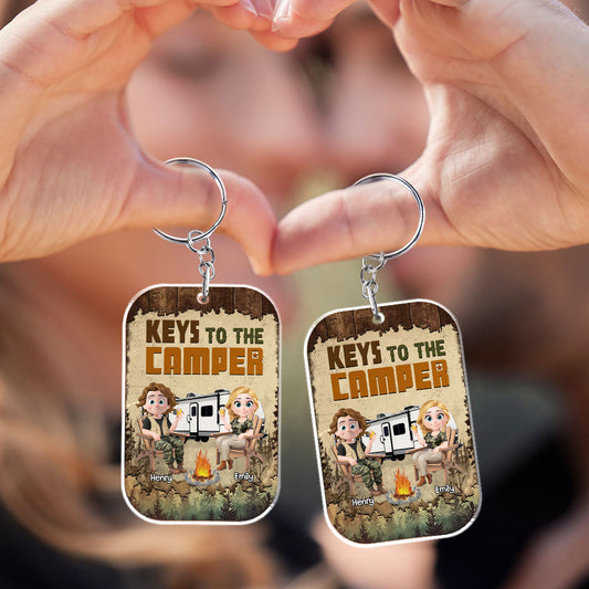 Camping Cartoon - Personalized Custom Acrylic Keychain