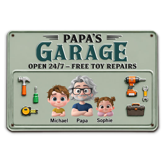 Dad Papa Garage - Personalized Custom Metal Sign