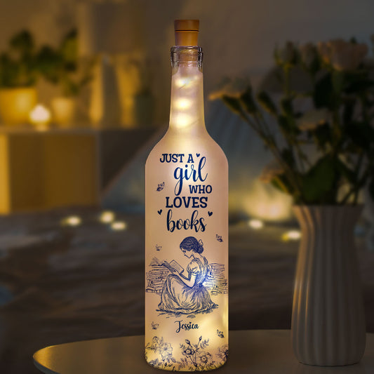 A Girl Who Loves Books - Personalized Custom Bottle Lamp