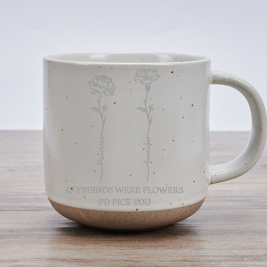 Flower Friends - Personalized Custom Engraved Pottery Mug
