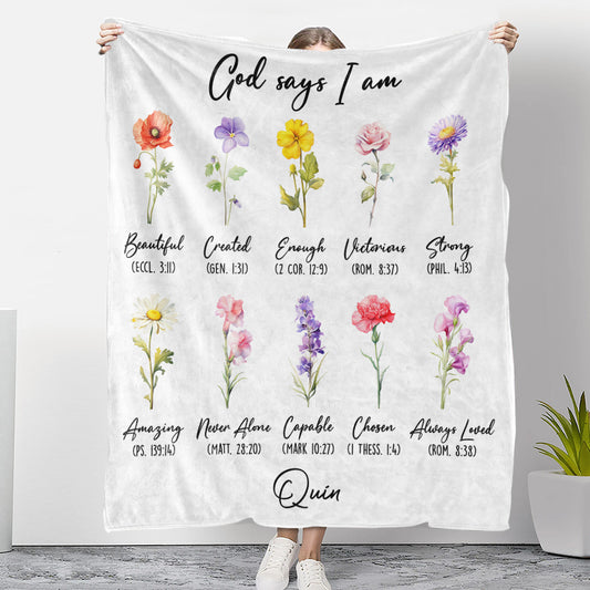 God Says You Are Flower - Personalized Custom Fleece Blanket
